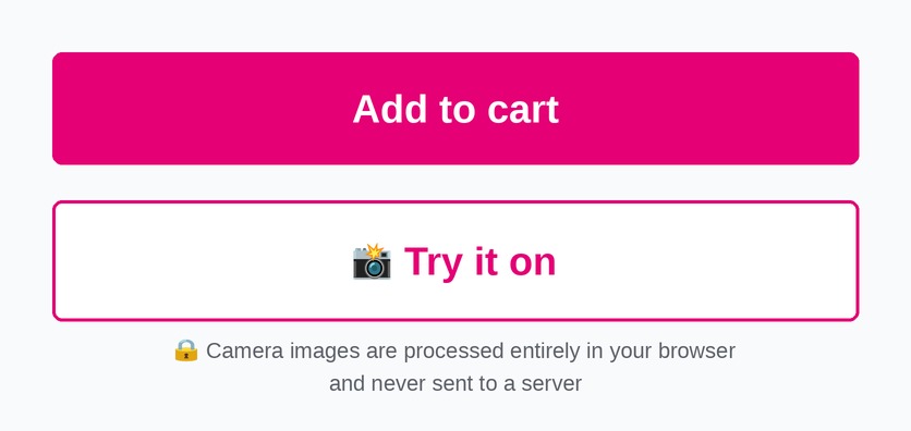 The try-on button DokimiAI adds, sitting directly below the store’s “Add to cart” button.